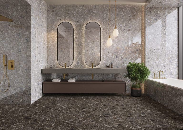 Cerrad Ceppo Nuovo Silver Poler 119,7x119,7 płytki gresowe imitujące lastryko 105310