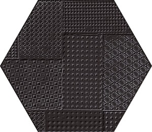 Emil Ceramica Sixty Esagona Timbro Nero Assoluto 21 x 18,2 cm płytka ceramiczna, heksagon EL88