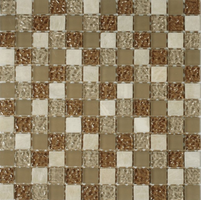 Mozaika szkło beż brąz kamień beżowy połysk Dell Arte Mozaika Rustico Oro 30,5x30,5 31014