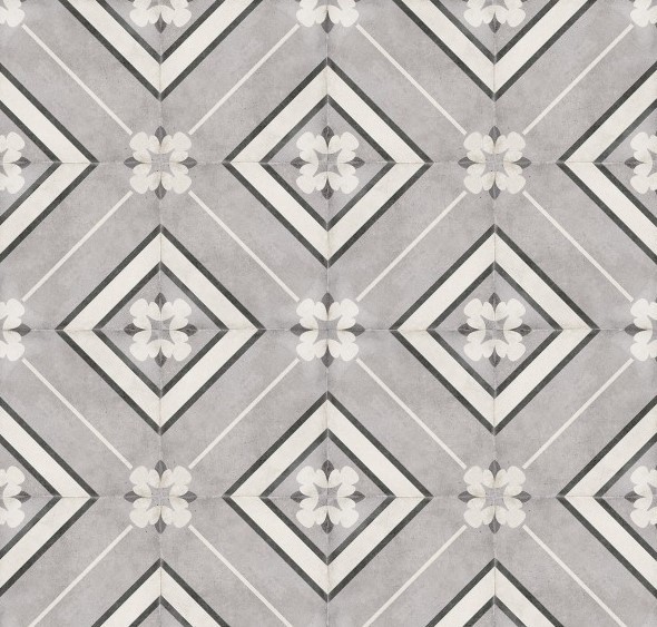 Gresy małe w kwadracie z szarym wzorem Equipe Art Nouveau Inspire Grey 20x20 41589