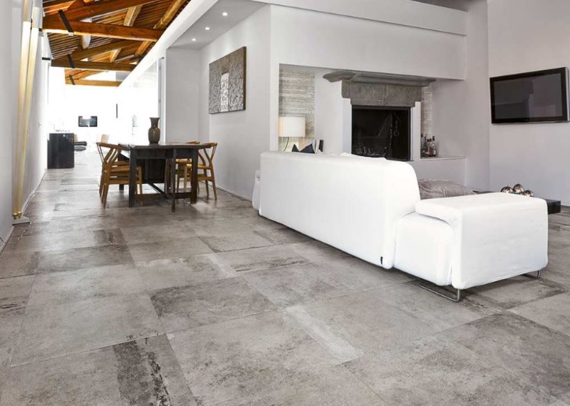 Gres podłogowy lekki połysk szary biały kamień Rex La Roche Grey Smooth 80 x 80 32049