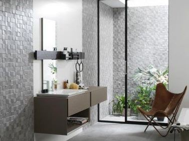 Płytki ścienne beżowo - szary beton Porcelanosa Rodano mosaico Taupe P3470627 33,3x100 43483
