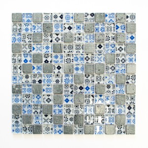 Mozaika mix szkło kamień mały kwadrat szary czarny niebieski patchwork Metropol MM 1195 30,0 x 30,0