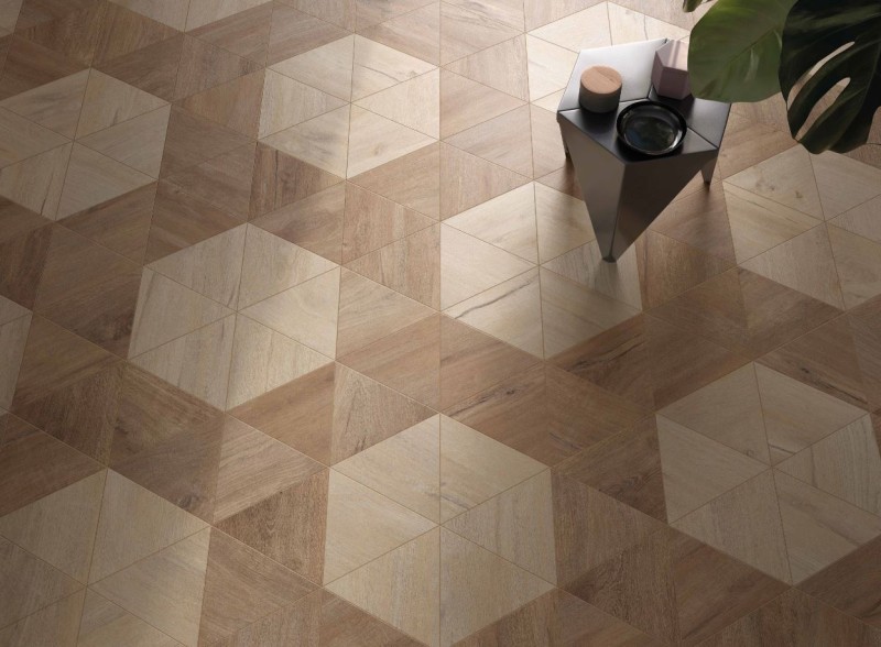 Gres trójkąt wyrażna rustykalna struktura dąb brąz drewno Flaviker Cozy Brown Tringalo 30 PF60001114 30cm 78682