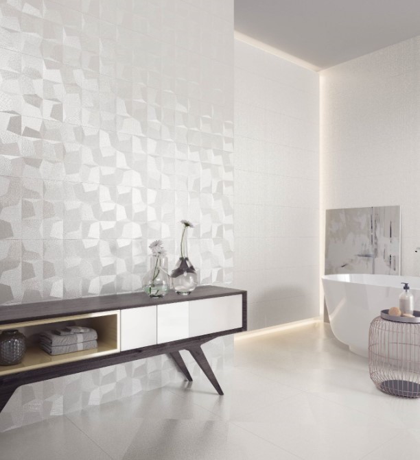 Płytki łazienkowe białe Newker Cubic White 29,5X90 46653
