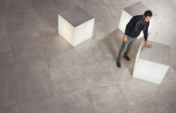 Płytki betonopodobne szare Emil Ceramica On Square Cemento Lappato Rett. 60x60 dms 39580