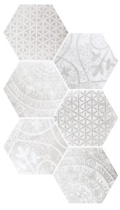 Quintessenza Alchimia ARS MIX 1 Bianco-Grigio - płytka gresowa, heksagonalna ALC107M