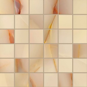 Emil Ceramica Tele Di Marmo Pure Onyx Mosaico 5x5 Onyx Miele Silktech 30 x 30 cm mozaika EMQR, beżowy