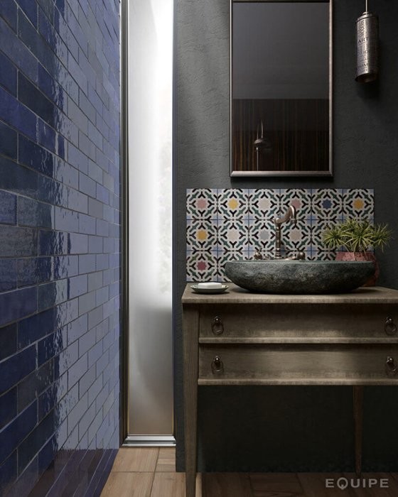 Płytki-cegiełki granatowe z nierówną strukturą Equipe Artisan Colonial Blue 6,5x20 ir 99113