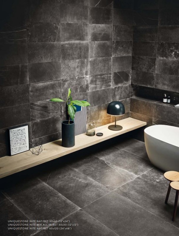 Gres kamień polysk grafit z białą żyłą Piemme Uniquestone Nite levigato 80 x 80 80085
