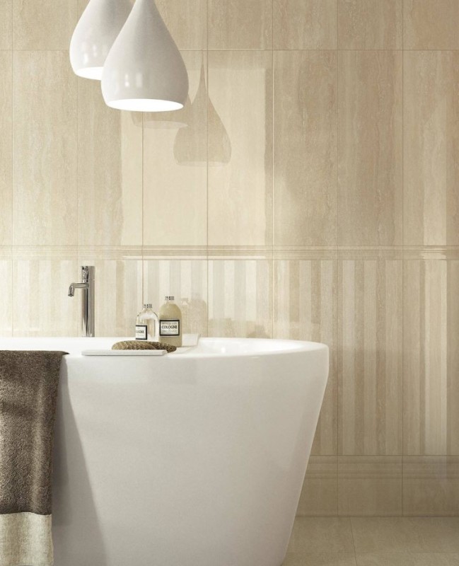 Płytki ścienne połysk imitujące marmur Marazzi Marbleline Travertin Decor 22X66,2 16965