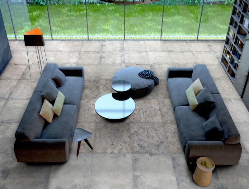 Gres imitujące beton szaro-beżowe Absolut Keramika Troya Lappato 60x60 crt, kr 69643