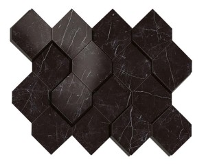 Płytki marmuropodobne Atlas Concorde Marvel Nero Marquina Mosaico Esagono 3D 28,2X35,3 Lappato /0,6m2/