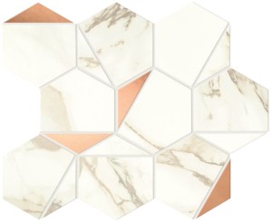 Płytki marmuropodobne Atlas Concorde Marvel Calacatta Imperiale Gold Hex 25,1x29 Lucida /0,4367m2/