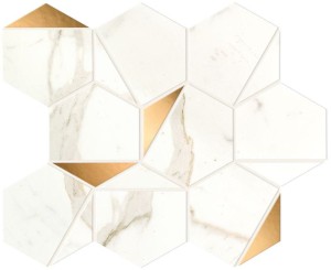Płytki marmuropodobne Atlas Concorde Marvel Calacatta Prestigio Gold Hex 25,1x29 Lucida /0,4367m2/