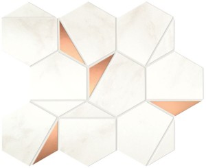 Płytki marmuropodobne Atlas Concorde Marvel Calacatta Delicato Gold Hex 25,1x29 Lucida /0,4367m2/