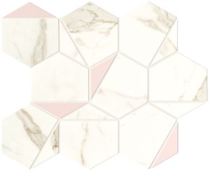 Płytki marmuropodobne Atlas Concorde Marvel Calacatta Prestigio Rose Hex Silk 25,1x29 Silk /0,4367m2/