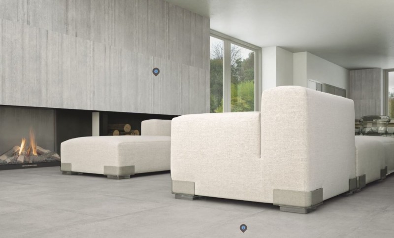 Płytki podłogowe jasno szare beton ze strukturą tynku Casalgrande Padana Cemento Cassero Grigio 60x120 81561