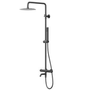 Zestaw natryskowy z termostatem Kolumna Corsan LUGO Deszczownica 25cm Wylewka obrotowa Czarna