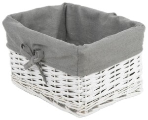 Koszyk wiklinowy Koszoplotka biały z wyściółką 30x20x15h