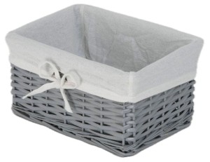 Koszyk wiklinowy Koszoplotka szary z wyściółką 30x20x15h