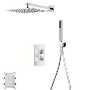 Zestaw prysznicowy Corsan Ango chrom z deszczownicą 25 cm, baterią termostatyczną i prysznicem