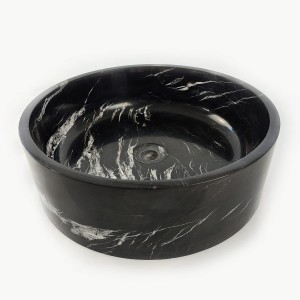 Umywalka marmurowa czarna Black Silk polerowana 40,6x40,6x12,7 cm