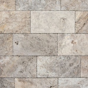 Płytka tarasowa trawertynowa szara Silver bębnowana 30x60x3 cm