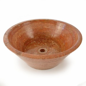 Umywalka trawertynowa czerwona Bordeaux polerowana 42x42x16 cm
