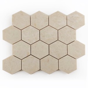Mozaika marmurowa heksagon beżowa Beige Crystallino satyn 29,5x35x1 cm