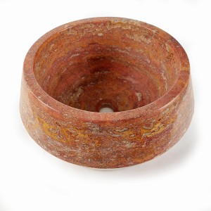 Umywalka trawertynowa czerwona Bordeaux polerowana 44x44x21 cm