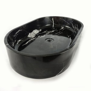 Umywalka marmurowa czarna Black Silk polerowana 38x61x12,7 cm