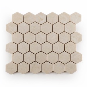 Mozaika marmurowa heksagon beżowa Beige Crystallino satyn 28,5x33,5x1 cm