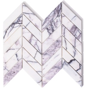 Mozaika marmurowa chevron z białego marmuru Lilac  24,1x29,1