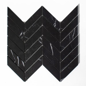 Mozaika marmurowa chevron czarna Black Silk 24,1x29,1