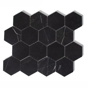 Mozaika marmurowa heksagon black silk 27x30,5