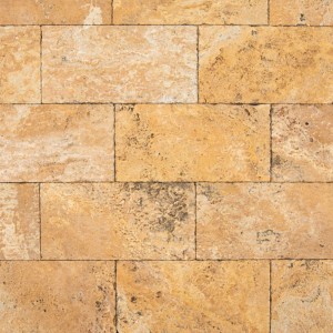 Płytka tarasowa trawertynowa brązowa Gold bębnowana 30x60x3 cm