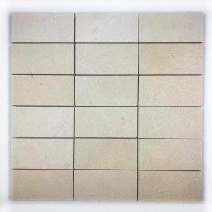 Mozaika kamienna paski beżowego wapienia La Perla poler 30.5x30.5x1cm