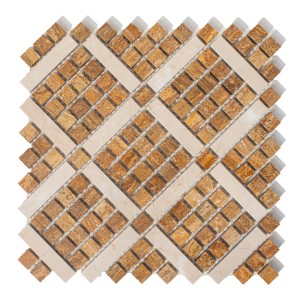 Mozaika trawertynowa brązowo-beżowa Kona Brown - Cream Pino poler 25.5x25.5x1cm