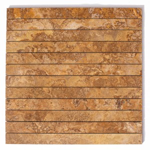 Mozaika trawertynowa paski z brązowe Gold satyna 30.5x30.5x1cm