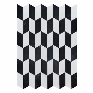 Mozaika marmurowa swan Bianco Neve- Black Silk szlifowana 23x10,2x1 cm