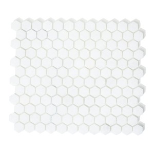 Mozaika marmurowa heksagon biała Bianco Neve szczotkowana 26,3x30,5x1 cm