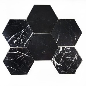 Mozaika marmurowa octagon czarna Black Silk szlifowana 27x30,5x1 cm