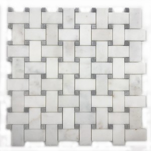 Mozaika marmurowa szachownica z białego marmuru Afyon White 33,5x33,5x1cm