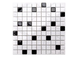 MOZAIKA SZKLANA MARMUR BLACK MARBLE CZARNA  30x30cm 8mm
