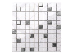 MOZAIKA SZKLANA MARMUR SILVER MARBLE 30x30cm 8mm