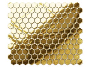 MOZAIKA SZKLANA MINI HEKSAGON GOLD ZŁOTA METALIC