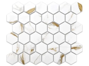 MOZAIKA CERAMICZNA HEKSAGON CARRARA GOLD