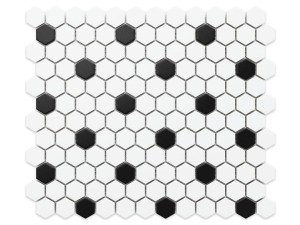MOZAIKA CERAMICZNA MINI HEKSAGON BLACK & WHITE
