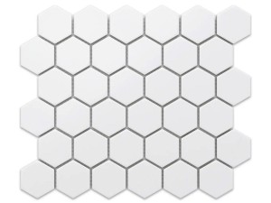 MOZAIKA CERAMICZNA HEKSAGON WHITE BIAŁY MATOWY DUŻY